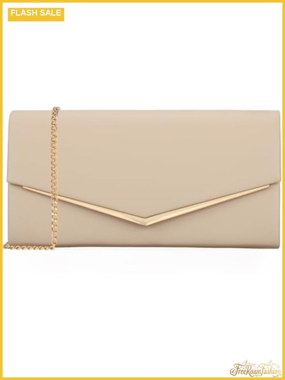 Vegan Leather Envelope Clutch with Removable Gold Chain Evening Handbag